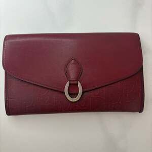 Vintage Christian Dior Trotter Monogram Long Wallet in Burgundy Leather